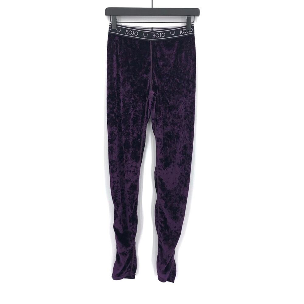 ROJO OUTERWEAR Velvet Full Length Base Layer Legging Pant Purple AUS 10 (US S/6)